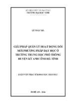 Giải pháp quản lý hoạt động đổi mới phương pháp dạy học ở trường trung học phổ thông huyện kỳ anh tỉnh hà tĩnh   