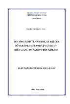 Đời sống kinh tế, văn hóa, xã hội của đồng bào khmer ở huyện gò quao (kiên giang) từ năm 1975 đên năm 2017