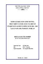 Đánh giá khả năng sinh trưởng, phát triển và năng suất của một số tổ hợp ngô lai mới vụ đông xuaan   2012 tại xã nam anh, nam đàn, nghệ an 