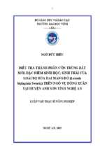 Điều tra thành phần côn trùng bắt mồi, đặc điểm sinh học, sinh thái của loài bọ rùa hai mảng đỏ (lemnia biplagiata swartz) trên ngô vụ đông xuân tại huyện anh sơn tỉnh nghệ an   