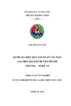 Đánh giá hiệu quả sản xuất cây ngô lai trên địa bàn huyện thanh chương   nghệ an   