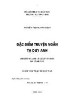 Đặc điểm truyện ngắn tạ duy anh 