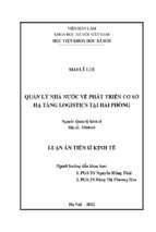 Quản lý nhà nước về phát triển cơ sở hạ tầng logistics tại hải phòng