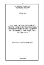 Dạy học phương trình và hệ phương trình ở trường trung học phổ thông theo hướng vận động lý thuyết phát sinh nhận thức của j.piaget 