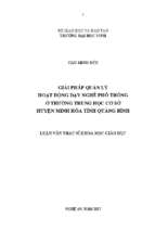 Giải pháp quản lý hoạt động dạy nghề phổ thông ở trường trung học cơ sở huyện minh hóa, tỉnh quảng bình   