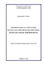 Giải pháp nâng cao chất lượng đội ngũ giáo viên trung học phổ thông huyện chơn thành, tỉnh bình phước