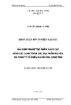 Giải pháp marketing nhằm nâng cao năng lực cạnh tranh cho sản phẩm bia vida tại công ty cổ phần bia sài gòn   nghệ tĩnh   