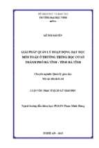 Giải pháp quản lí hoạt động dạy học môn toán ở trường trung học cơ sở thành phố hà tĩnh   tỉnh hà tĩnh   