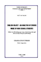 English object   an analysis of errors made by high school students = phân tích lỗi thường gặp trong việc sử dụng tân ngữ của học sinh trung học phổ thông 