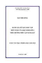 Đánh giá kết quả học tập môn toán của học sinh lớp 4 theo hướng tiếp cận năng lực   