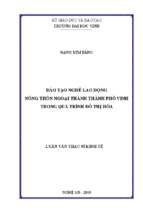 Đào tạo nghề lao động nông thôn ngoại thành thành phố vinh trong quá trình đo thị hóa   