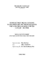 Đánh giá thực trạng lao động và giải pháp chủ yếu nhằm giải quyết việc làm cho lao động ở huyện can lộc   hà tĩnh   