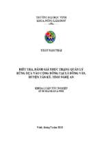 Điều tra, đánh giá thực trạng quản lý rừng dựa vào cộng đồng tại xã đồng văn, huyện tân kỳ, tỉnh nghệ an 