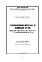 English anaphoric reference in obama race speech = phép khứ chiều trong bài phát biểu của obama về vấn đề sắc tộc 