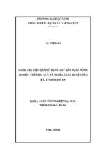 Ðánh giá hiệu quả sử dụng đất sản xuất nông nghiệp trên địa bàn xã nghĩa thái, huyện tân kỳ, tỉnh nghệ an