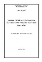 Dạy học chủ đề phản ứng hóa học bằng tiếng anh ở trường  trung học phổ thông   