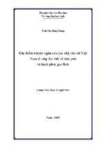 Đặc điểm truyện ngăn của các nhà văn nữ việt nam đương đại viết về tình yêu và hạnh phúc gia đình 