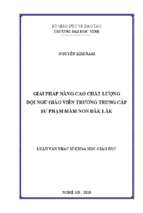 Giải pháp nâng cao chất lượng đội ngũ giáo viên trường trung cấp sư phạm mầm non đắk lắk