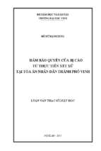 Đảm bảo quyền của bị cáo từ thực tiễn xét xử tại tòa án nhân dân thành phố vinh   