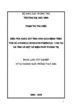 Điều tra khảo sát tình hình dịch bệnh trên tôm sú ( panaeus monodon fabricius,1798 ) tại hà tĩnh và một số biện pháp phòng trị 