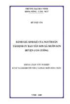 Đánh giá sinh kế của người dân tái định cư bản tân sơn, xã muôn sơn, huyện con cuông 