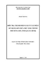 Điều tra thành phần loài vi tảo phân bố trong hồ chứa phú vinh (thành phố đồng hới, tỉnh quảng bình)   