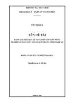 Đánh giá hiệu quả sử dụng đất sản xuất nông nghiệp tại xã ngọc sơn, huyện quỳnh lưu, tỉnh nghệ an