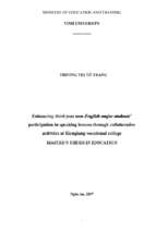 Enhancing third year non english major students’ participation in speaking lessons through collaborative activities at kiengiang vocational college   