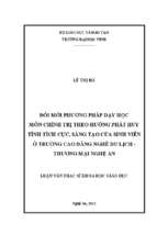 Đổi mới phương pháp dạy học môn chính trị theo hướng phát huy tính tích cực, sáng tạo của sinh viên ở trường cao đẳng nghề du lịch   thương mại nghệ an   