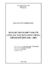 Đảng bộ thành phố vinh với công tác xây dựng đảng trong thời kì đổi mới (1986   2005) 