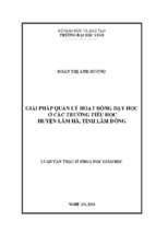 Giải pháp quản lí hoạt động dạy học ở các trường tiểu học huyện lâm hà, tỉnh lâm đồng   