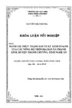 Đánh giá thực trang sản xuất kinh doanh của các nông hộ trên địa bàn xã thanh lĩnh, huyện thanh chương, tỉnh nghệ an   