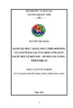 Đánh giá thực trạng phát triển đời sống của người dân tại vùng đệm vườn quốc gia pù mát xã môn sơn   huyện con cuông   tỉnh nghệ an   