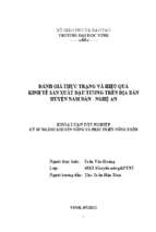 Đánh giá thực trạng và hiệu quả kinh tế sản xuất đậu tương trên địa bàn huyện nam đàn   nghệ an   