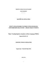 Effects of scaffolding strategies on english reading comprehension skill for non   english major students   master's thesis in education 