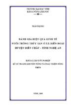 Đánh giá hiệu quả kinh tế nuôi trồng thuỷ sản ở xã diễn đoài huyện diễn châu   tỉnh nghệ an 