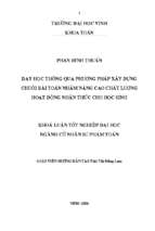 Dạy học thông qua phương pháp xây dựng chuỗi bài toán nhằm nâng cao chất lượng hoạt động nhận thức cho học sinh phổ thông 