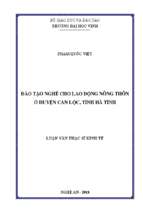 Đào tạo nghề cho lao động nông thôn ở huyện can lộc, tỉnh hà tĩnh