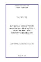 Dạy học các văn bản truyện trong chương trình ngữ văn 11 trung học phổ thông theo nguyên tắc phân hóa