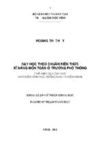 Dạy học theo chuẩn kiến thức kỹ năng môn toán ở trường phổ thông (thể hiện qua dạy học khái niệm hình học không gian 11 hiện hành)   