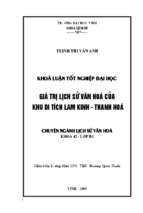 Giá trị lịch sử văn hoá của khu di tích lam kinh   thanh hoá 