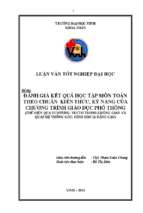 Đánh giá kết quả học tập môn toán theo chuẩn kiến thức, kĩ năng của chương trình giáo dục phổ thông   