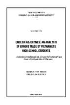 English adjectives an analysis of errors made by vietnamese high school students=phân tích lỗi thường gặp của học sinh phổ thông việt nam trong việc sử dụng tính từ tiếng anh 