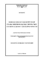 Đánh giá năng lực giải quyết vấn đề của học sinh trong dạy học chương  mắt, các dụng cụ quang , vật lí lớp 11 nâng cao   