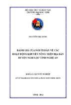 Đánh giá của người dân về các hoạt động khuyến nông trên địa bàn huyện nghi lộc tỉnh nghệ an   