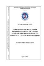 Investigating the relationship between motivation and english language performance among efl learners at tra vinh medical college