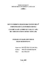 How to improve peer interaction in the 10th form english class in high schools = làm thế nào để cải thiện sự tương tác giữa học sinh lớp 10 trong giờ học tiếng anh 