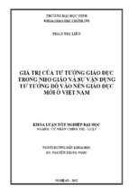 Giái trị của tư tưởng giáo dục trong nho giáo và sự vận dựng tư tưởng đó vào nền giáo dục mới ở việt namm 