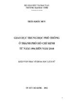 Giáo dục trung học phổ thông ở thành phố hồ chí minh từ năm 1996 đến năm 2010   