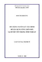 Huy động nguồn lực tài chính để xây dựng nông thôn mới tại huyện yên thành, tỉnh nghệ an